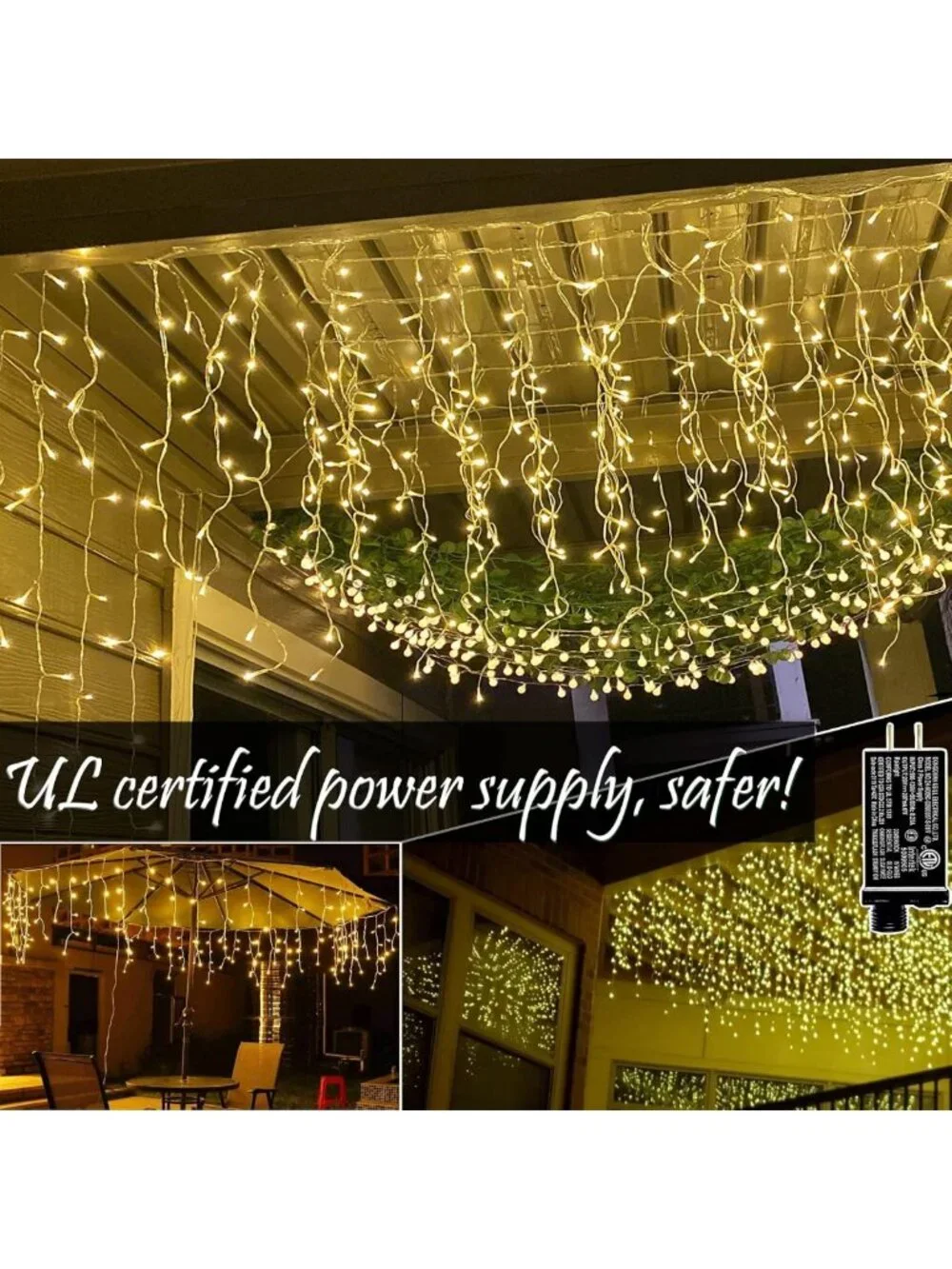 32.8ft 400 LED Outdoor Icicle String Lights - 8 Modes for Party, Wedding